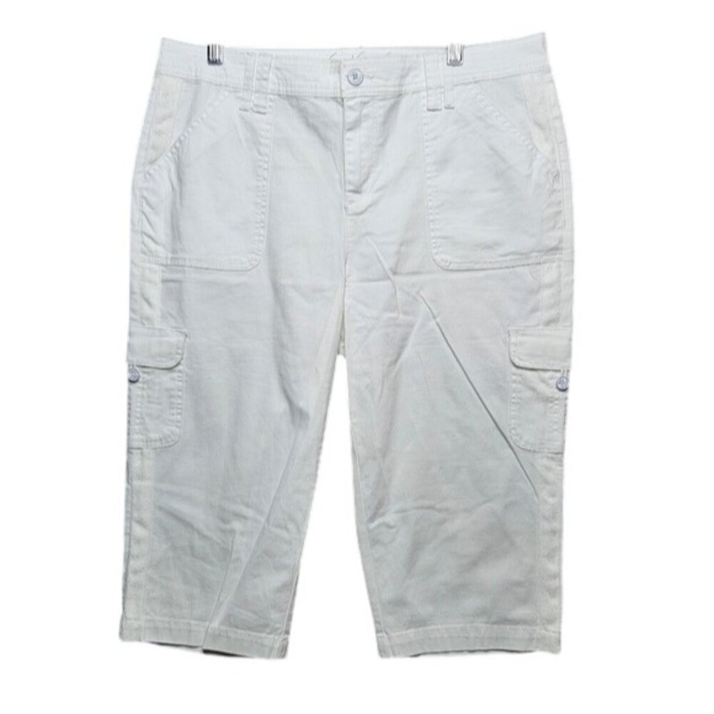 Gloria Vanderbilt Womens Cargo Capris Size 8 All-Around Slimming Effect White Co